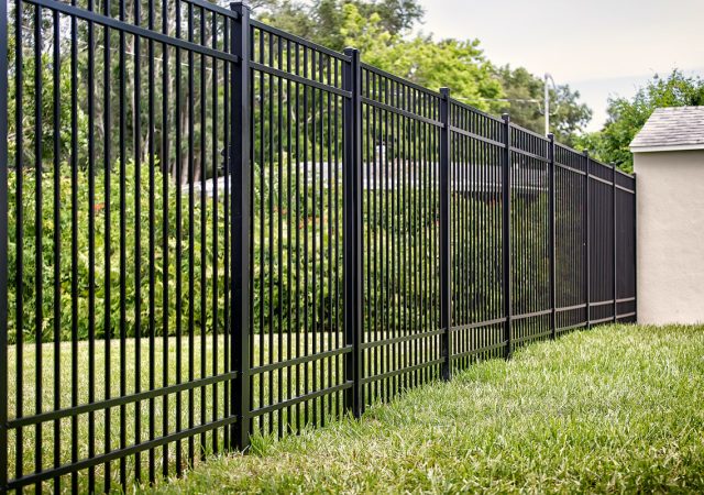 Black Aluminum Fence 4 Rails